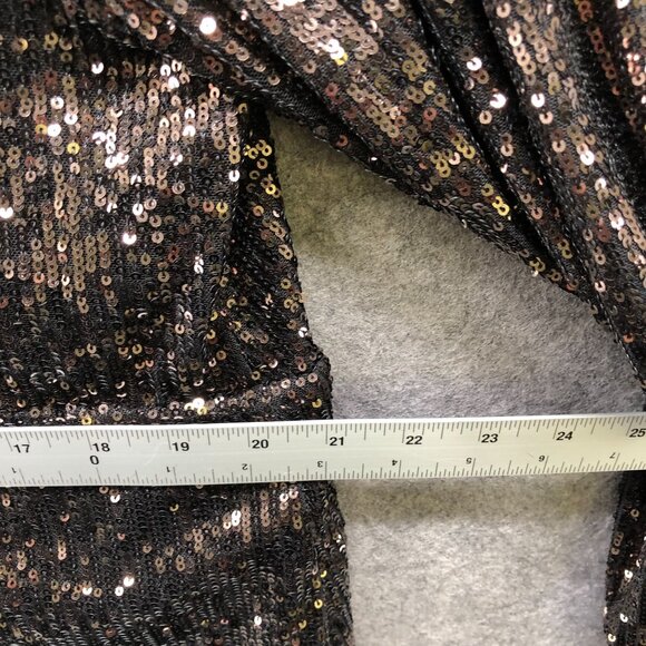The Drop Helena Sequin Wrap Dress Womens 2X Gold Black Long Sleeve Mini V-Neck - Picture 12 of 13